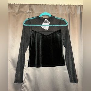 black top with patterned lace and cute V cut!